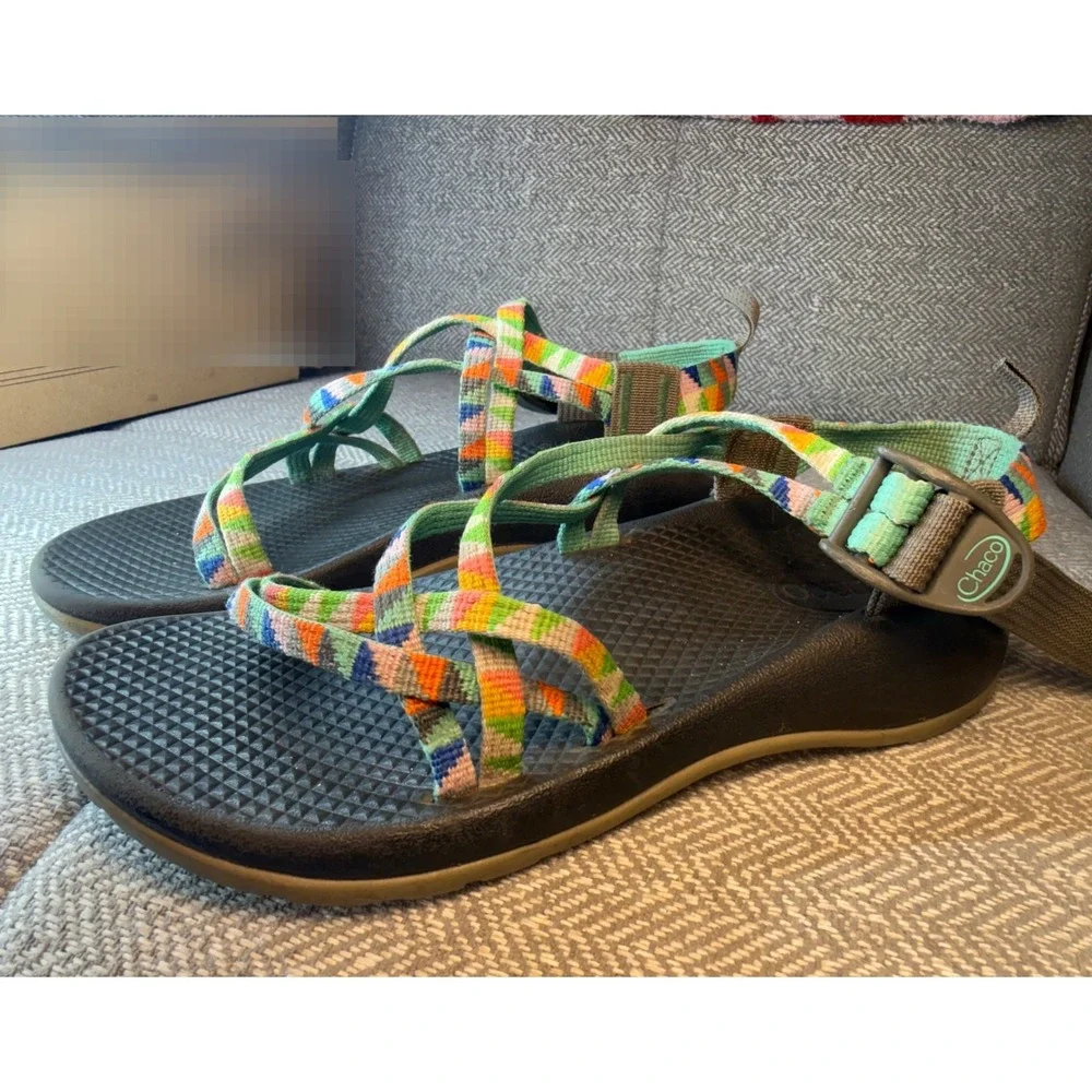 Chaco Z1 Ecotread Kids Size 4 Multicolor Geometric Strappy Hiking Sandals